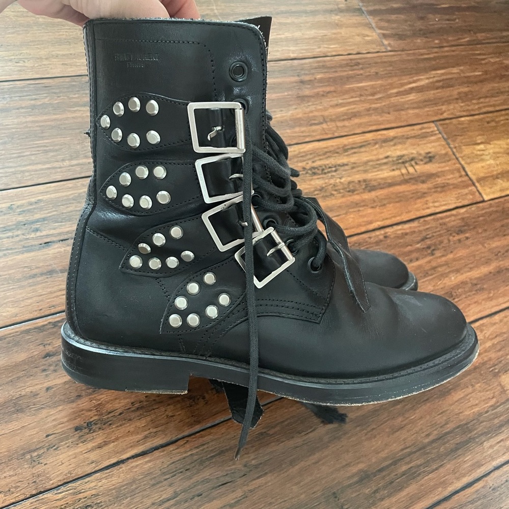 Saint Laurent lace up buckled boots size 38